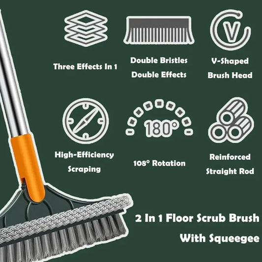 2-in-1 Floor Cleaning Brush with Scraper