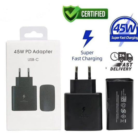 45W Super Fast Charging Adapter – USB Type-C PD Charger with PPS | Original Fast Charger with C to C Cable