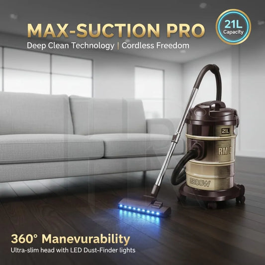 Hi-touch Drum Vacuum Cleaner – 21L Heavy Duty