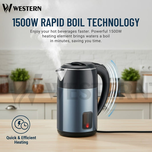 Western Deluxe Electric Kettle W-52 – 1.8L Stainless Steel Electric Kettle | 1500W Fast Boil