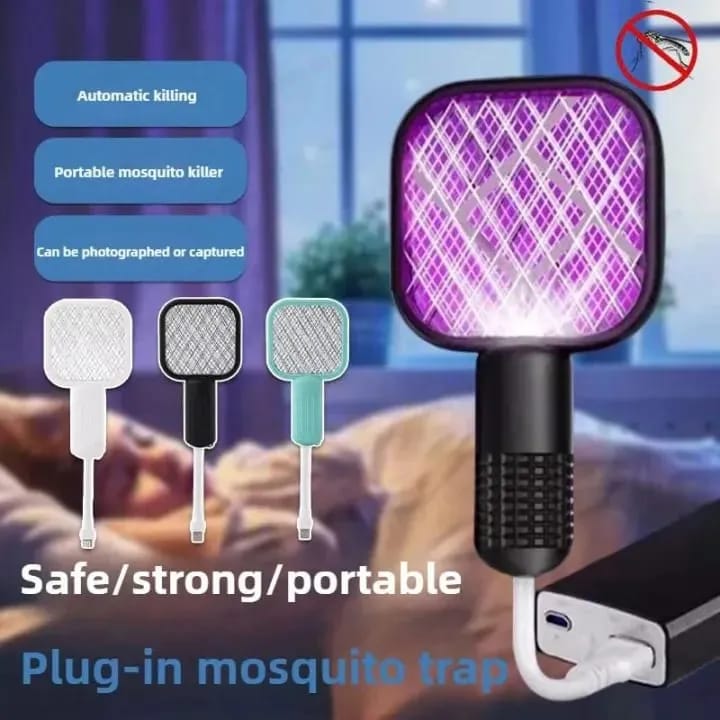 USB Electric Mosquito Killer Racket – Rechargeable Mosquito Swatter with LED Light | Portable Plug & Play Mosquito Zapper | Fly & Insect Killer