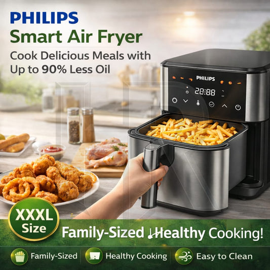 Philips Smart Air Fryer XXXL 10L – 1600W Digital Air Fryer | Large Capacity Oil-Free Cooker