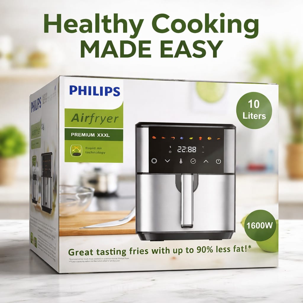 Philips Smart Air Fryer XXXL 10L – 1600W Digital Air Fryer | Large Capacity Oil-Free Cooker