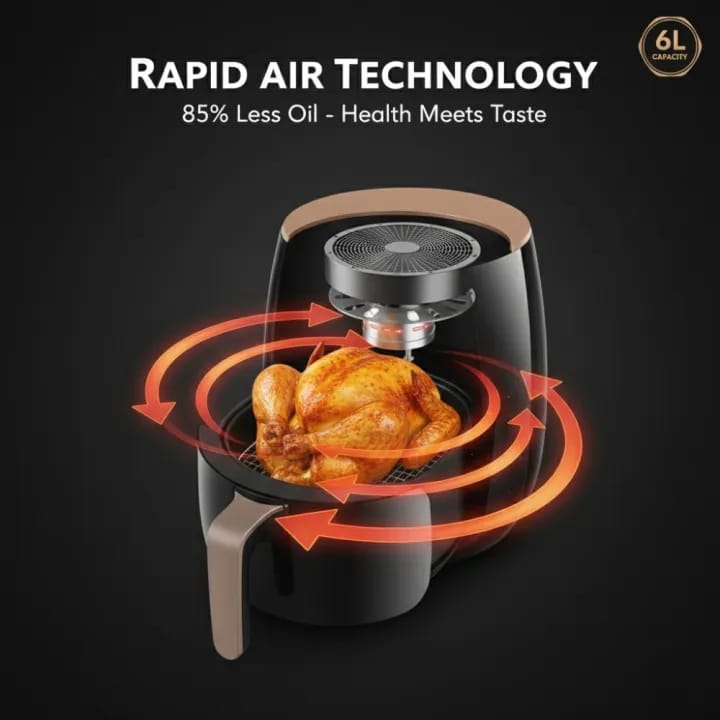 Silver Crest 6L Air Fryer – 2400W Digital Air Fryer | Extra Large Oil-Free Cooker | 1 Year Warranty