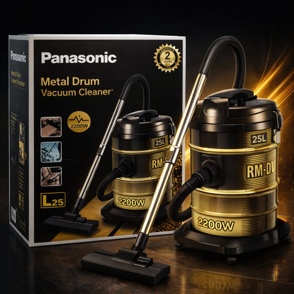 Panasonic 25L Vacuum Cleaner 2200W Turbo Power with Wheels | Heavy Duty Wet & Dry Vacuum Cleaner