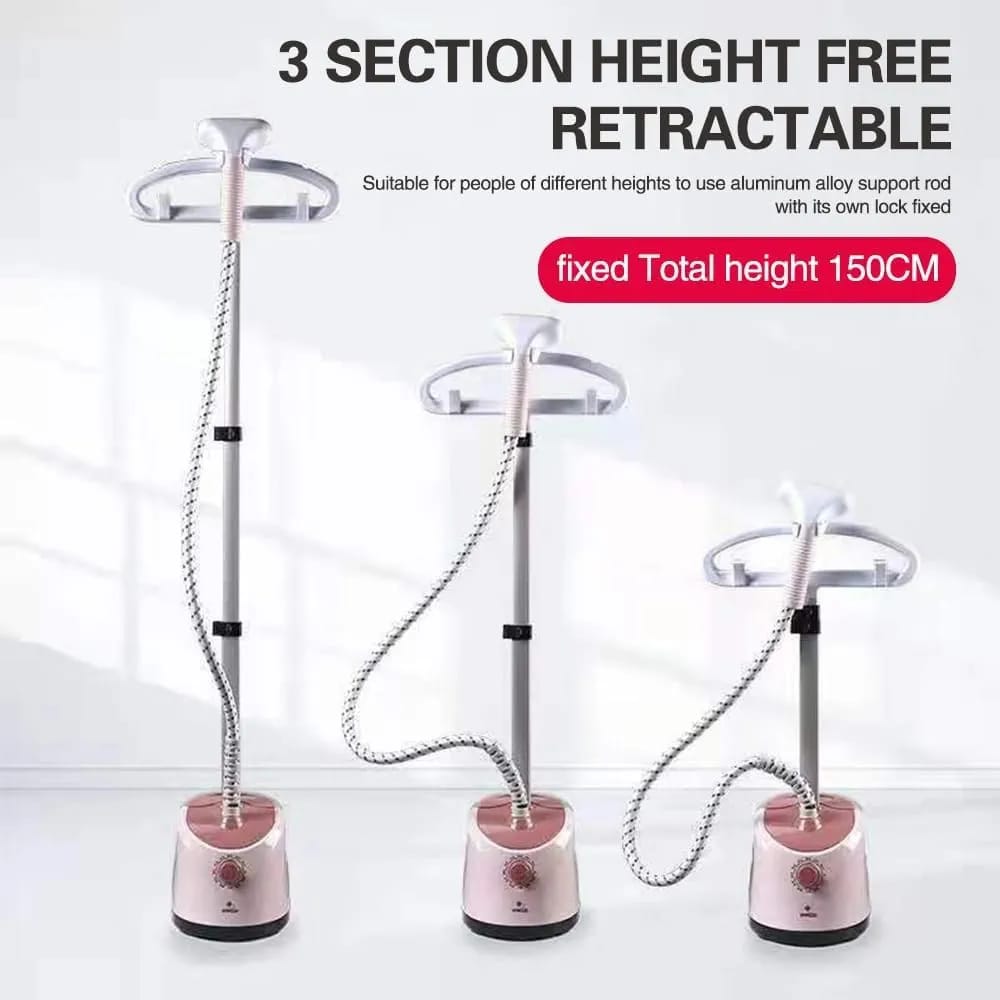 Garment Steamer – 2000W Standing Clothes Steamer | Vertical Steam Iron with Adjustable Stand & Flexible Hose