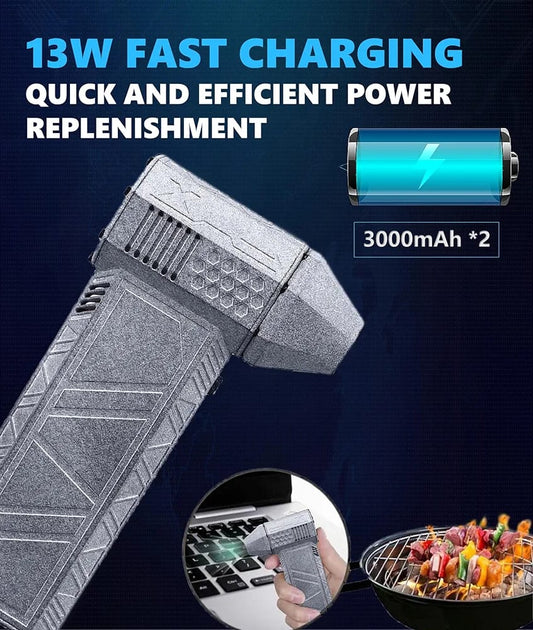 Rechargeable Cordless Air Duster – Turbo Jet Fan with Brushless Motor | Portable Handheld Electric Dust Cleaner