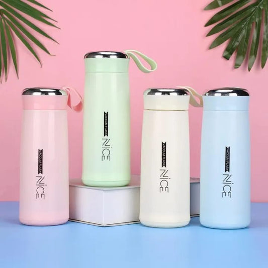 400ml Vacuum Flask Water Bottle – Stainless Steel Insulated Thermos | Leakproof Travel Mug with Strap | Hot & Cold Bottle for Men, Women & Kids