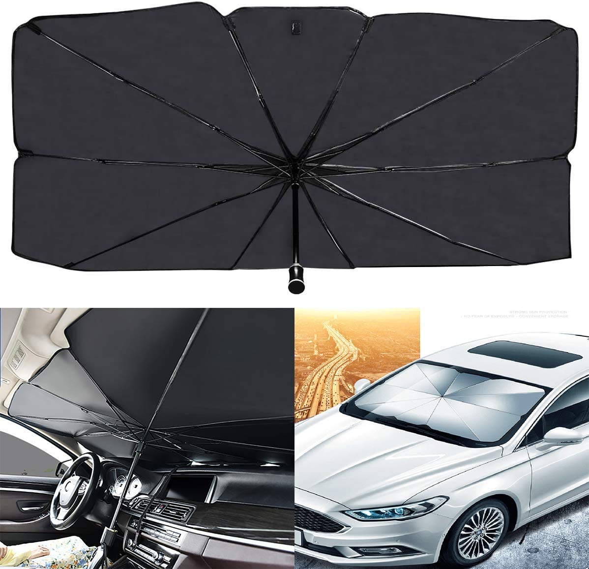 Foldable Car Sunshade Umbrella – UV Protection Windshield Cover | Portable Front Windshield Sun Shade Umbrella Style