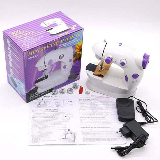 Mini Sewing Machine – Portable Electric Sewing Machine with Foot Pedal & AC/DC Adapter | Double Thread Double Speed Stitching Machine