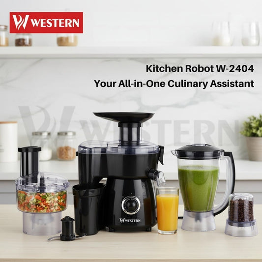Western Multifunctional Kitchen Robot W-2404 – 600W Heavy Duty Food Processor | Juicer Blender Grinder Chopper | Unbreakable Jug & Cup | All-in-1 Kitchen Machine