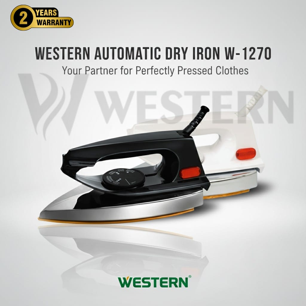Western Automatic Dry Iron W-1270 – Non-Stick Soleplate | Lightweight & Energy Efficient