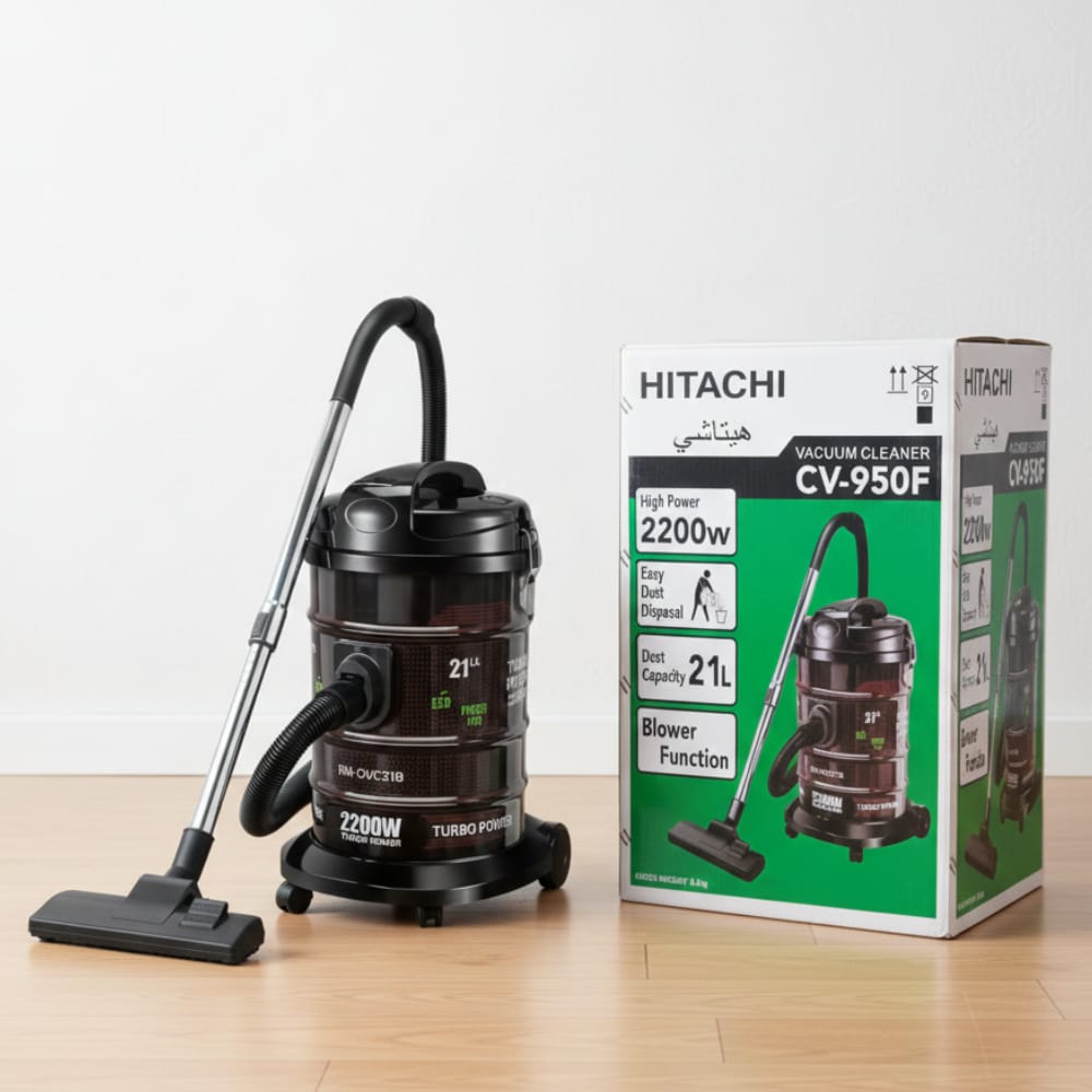 Hitachi Vacuum Cleaner 21L – 2200W High Power Drum Vacuum | Turbo Power with Blower Function | Large Capacity Heavy Duty Cleaner for Home & Office Use