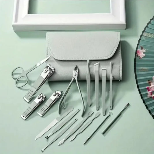 16-in-1 Manicure & Pedicure Kit – Professional Nail Care Set with Stainless Steel Tools | Nail Clipper, Cuticle Trimmer, Nail File & Tweezers | Portable Travel Case