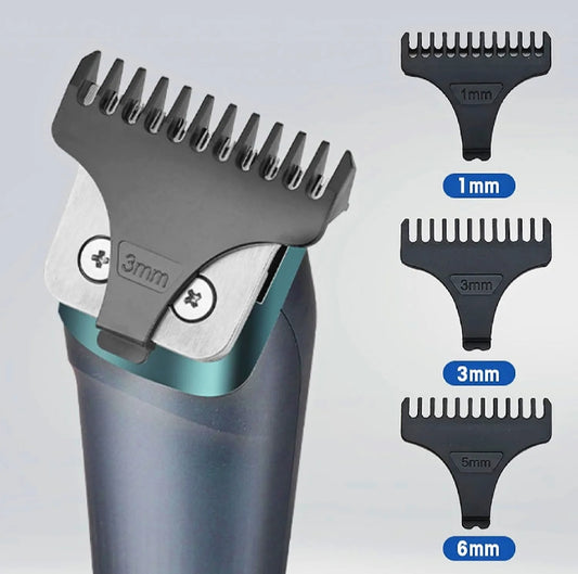 3-in-1 Men’s Grooming Kit – Rechargeable Hair Trimmer, Beard Shaver & Nose Trimmer with 1mm/3mm/5mm Combs