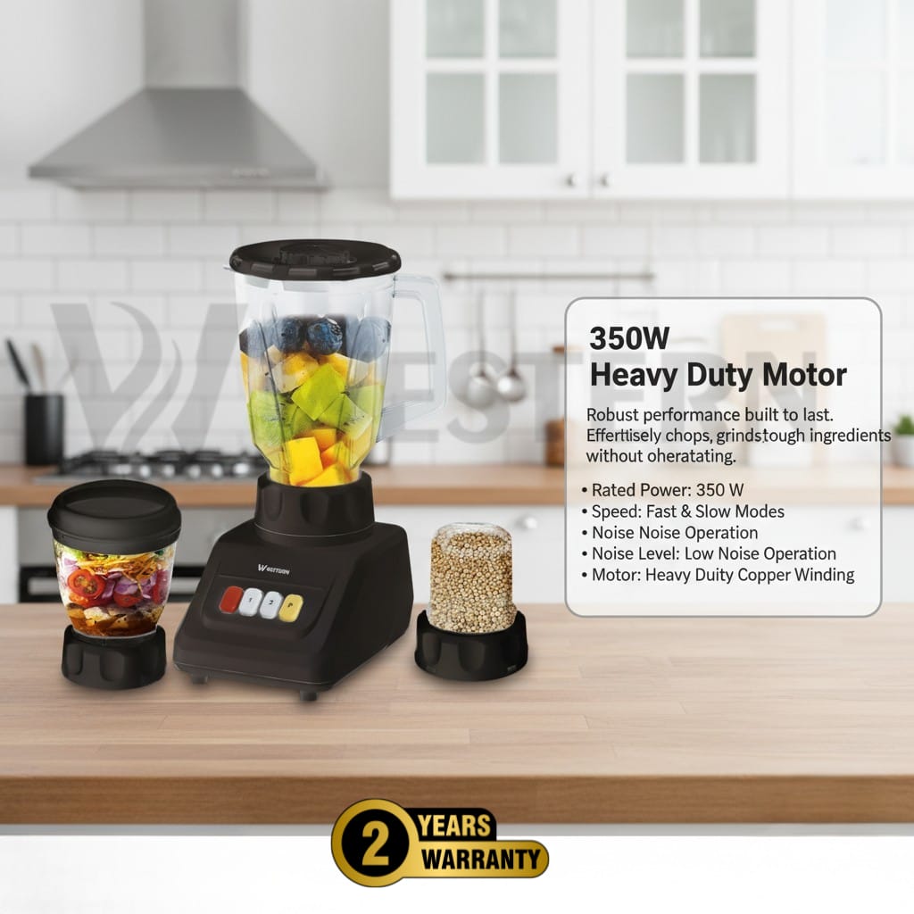 Western 3-in-1 Blender Grinder Chopper W-036 – 350W Electric Juicer Blender | Mini Chopper & Dry Mill Grinder