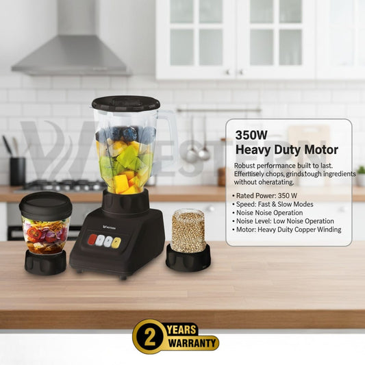 Western 3-in-1 Blender Grinder Chopper W-036 – 350W Electric Juicer Blender | Mini Chopper & Dry Mill Grinder