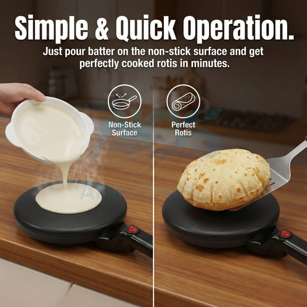 SECO Roti Maker – Non-Stick Electric Chapati Maker | Roti, Tortilla & Crepe Maker Machine
