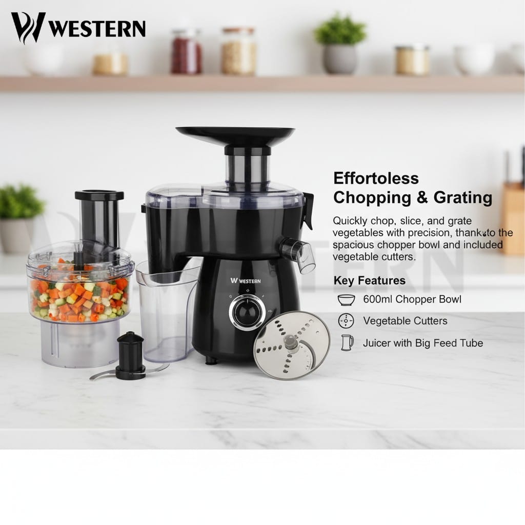 Western Multifunctional Kitchen Robot W-2404 – 600W Heavy Duty Food Processor | Juicer Blender Grinder Chopper | Unbreakable Jug & Cup | All-in-1 Kitchen Machine