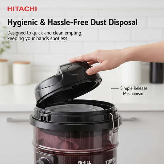 Hitachi Vacuum Cleaner 21L – 2200W High Power Drum Vacuum | Turbo Power with Blower Function | Large Capacity Heavy Duty Cleaner for Home & Office Use