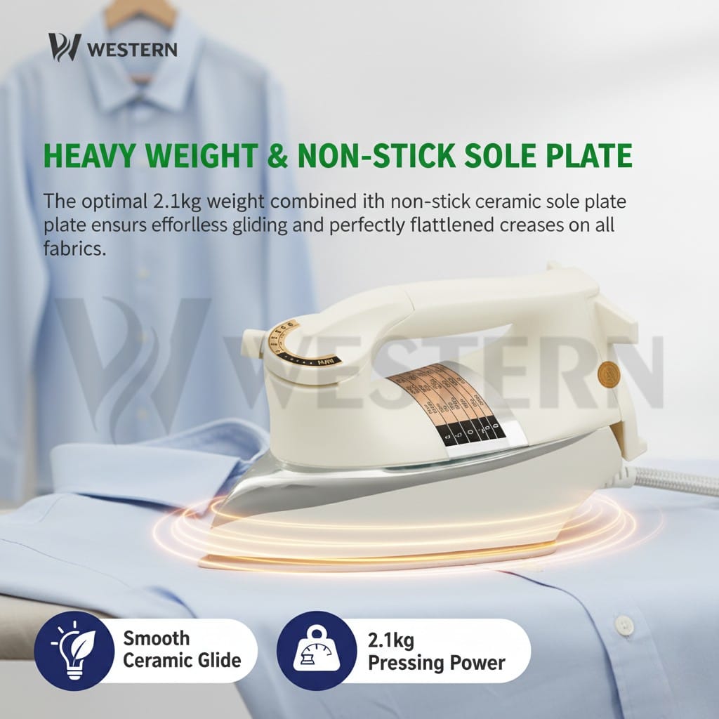Western Inverter Dry Iron 1077 | Lightweight Electric Iron for Home Use