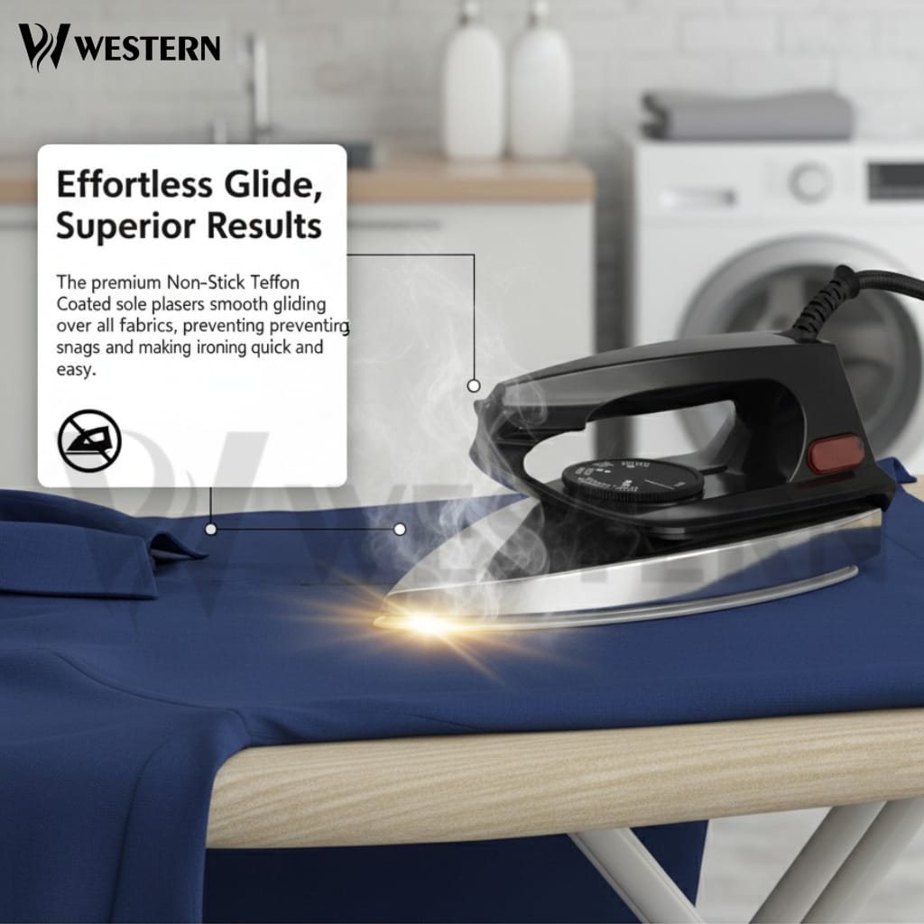Western Automatic Dry Iron W-1270 – Non-Stick Soleplate | Lightweight & Energy Efficient