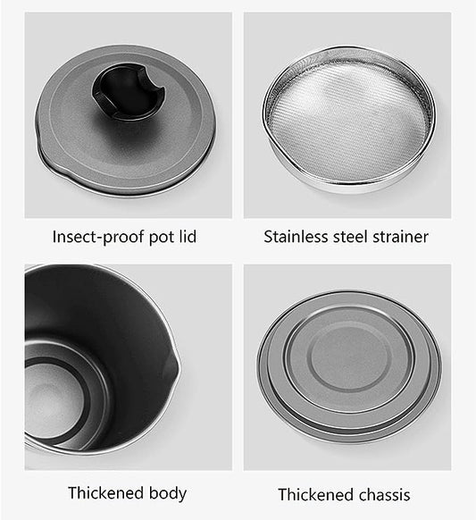 Oil Filter Pot – 1.4L Stainless Steel Grease Container with Fine Mesh Strainer | Oil Storage Can with Lid & Handle
