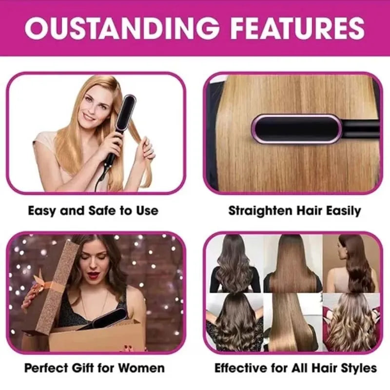 Ionic Ceramic Electric Hot Brush for Women – Hair Straightening & Styling Brush