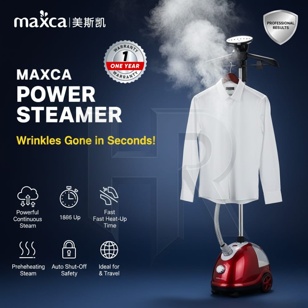 Maxca Garment Steamer Machine for Clothes – Powerful Standing Steam Iron | Professional Vertical Fabric Steamer | 1-Year Warranty