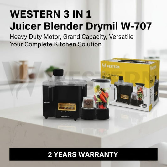 Western 3-in-1 Juicer Blender Dry Mill W-707 – Juicer Blender Machine | Heavy Duty Motor | Blender & Grinder