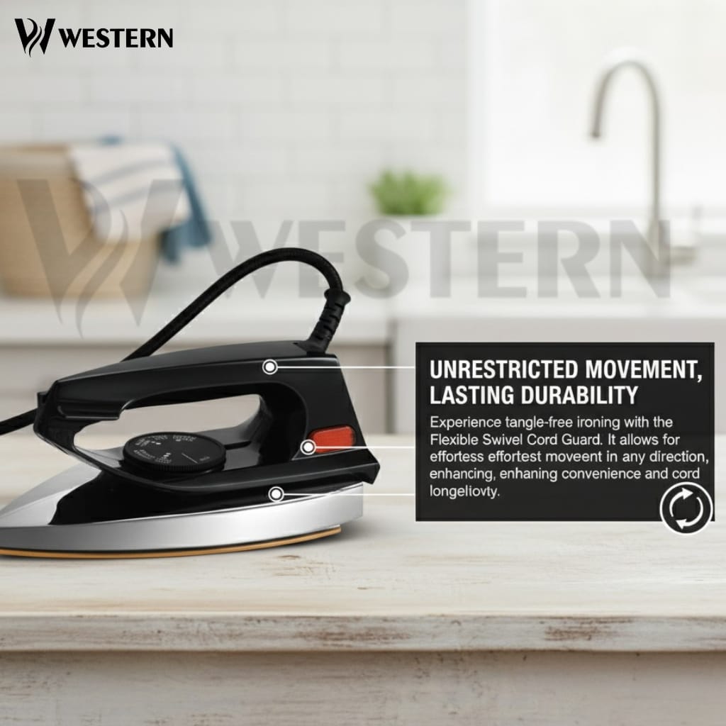 Western Automatic Dry Iron W-1270 – Non-Stick Soleplate | Lightweight & Energy Efficient