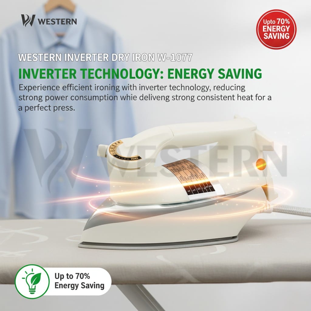Western Inverter Dry Iron 1077 | Lightweight Electric Iron for Home Use