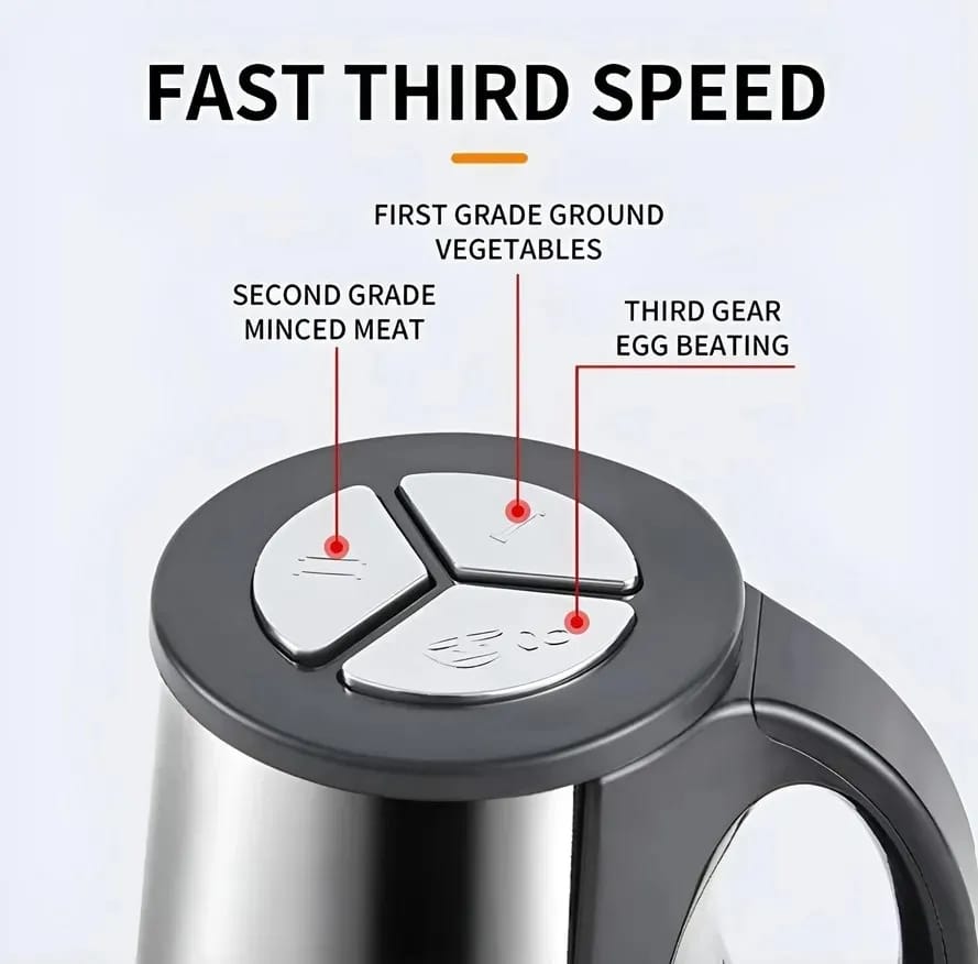 3L Silver Crest Chopper Machine 1000W Powerful Motor | 3 Speed Control Electric Food Chopper