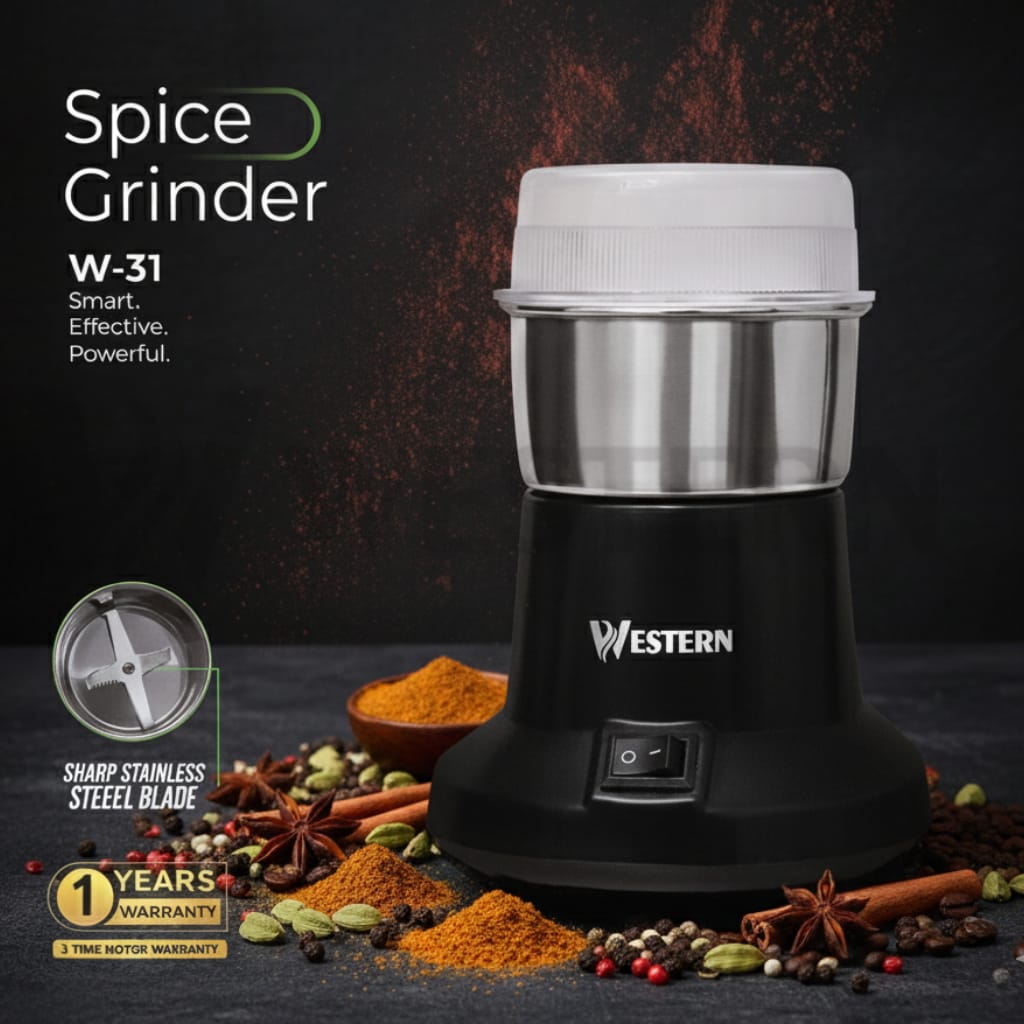 Western W-31 Electric Spice Grinder – 150W Stainless Steel Masala & Coffee Grinder Machine
