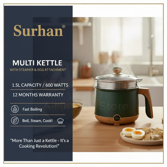 Surhan SR-9092 Multi Kettle 1.5L Non-Stick Ramen Cooker | Multi-Function Electric Pot for Pasta, Noodles, Steak, Egg