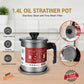 Oil Filter Pot – 1.4L Stainless Steel Grease Container with Fine Mesh Strainer | Oil Storage Can with Lid & Handle
