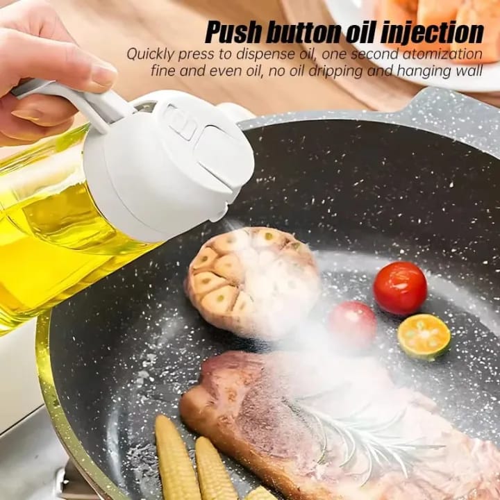 2-in-1 Oil Sprayer Bottle – Glass Oil Dispenser with Spray & Pour Function | Leakproof Cooking Oil Bottle