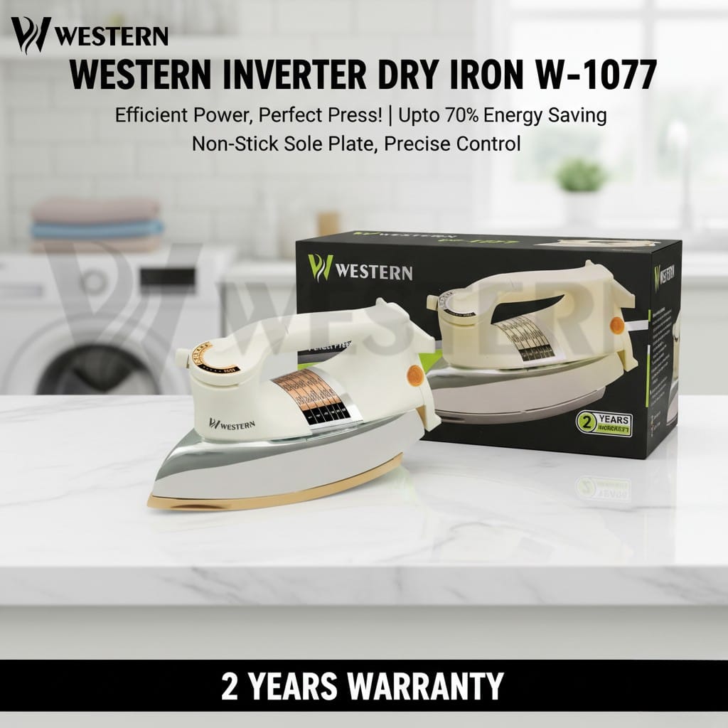 Western Inverter Dry Iron 1077 | Lightweight Electric Iron for Home Use