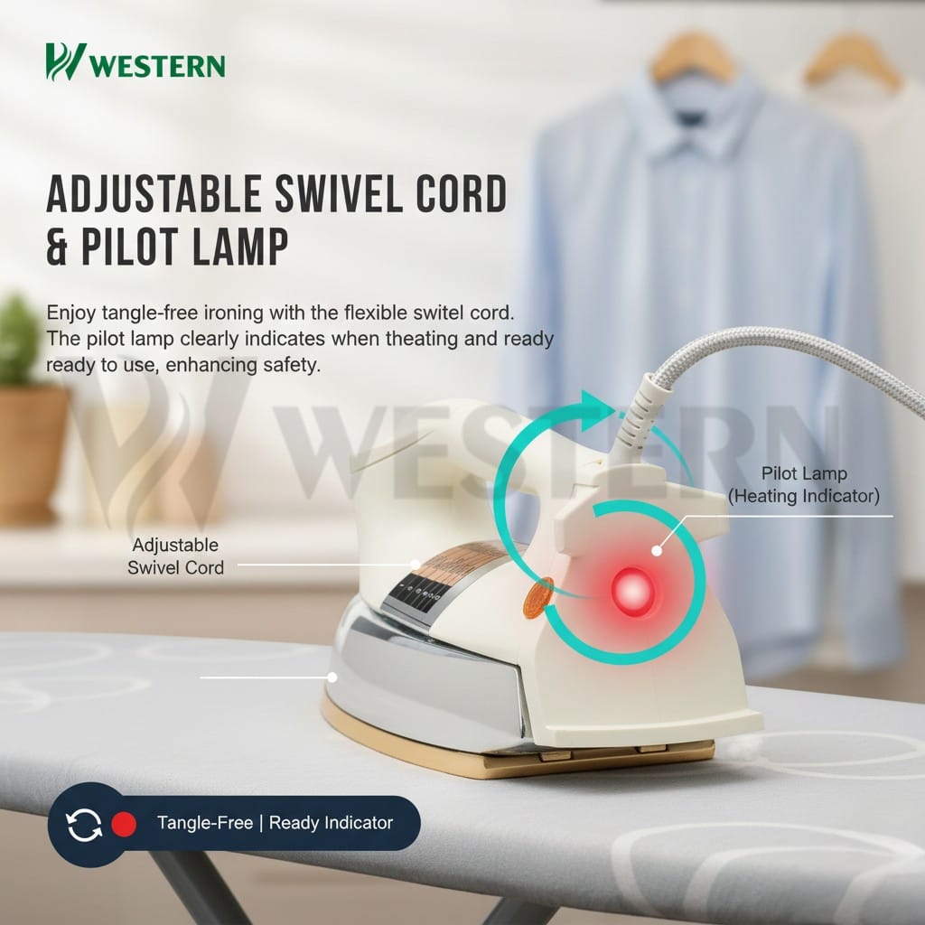 Western Inverter Dry Iron 1077 | Lightweight Electric Iron for Home Use