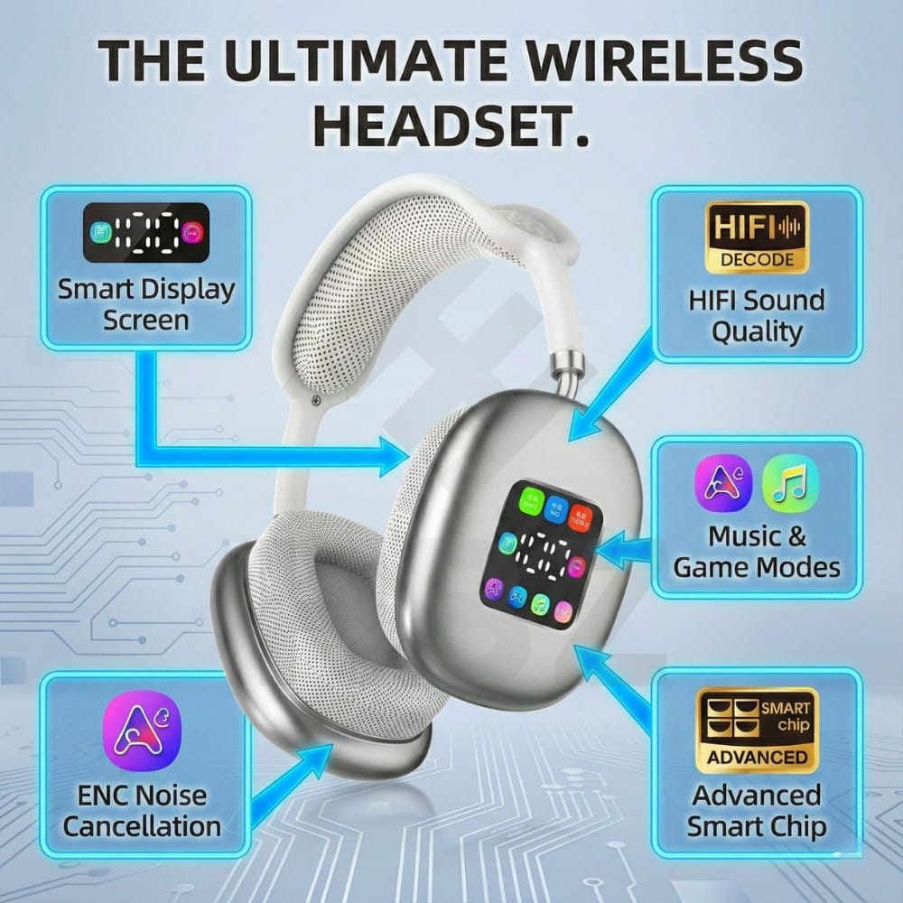 Wireless Headphones XY-262BT – Over-Ear Bluetooth Headset with Smart Touch Screen | HiFi Stereo Sound
