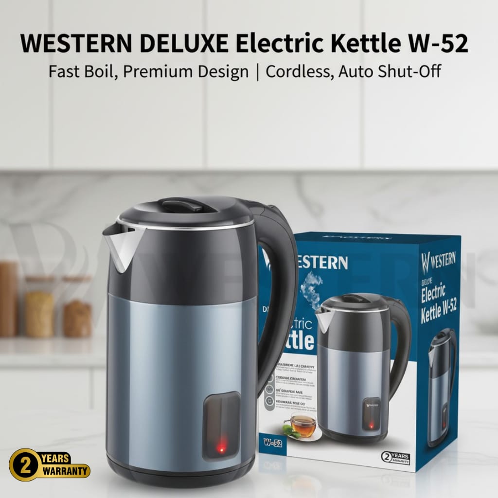 Western Deluxe Electric Kettle W-52 – 1.8L Stainless Steel Electric Kettle | 1500W Fast Boil