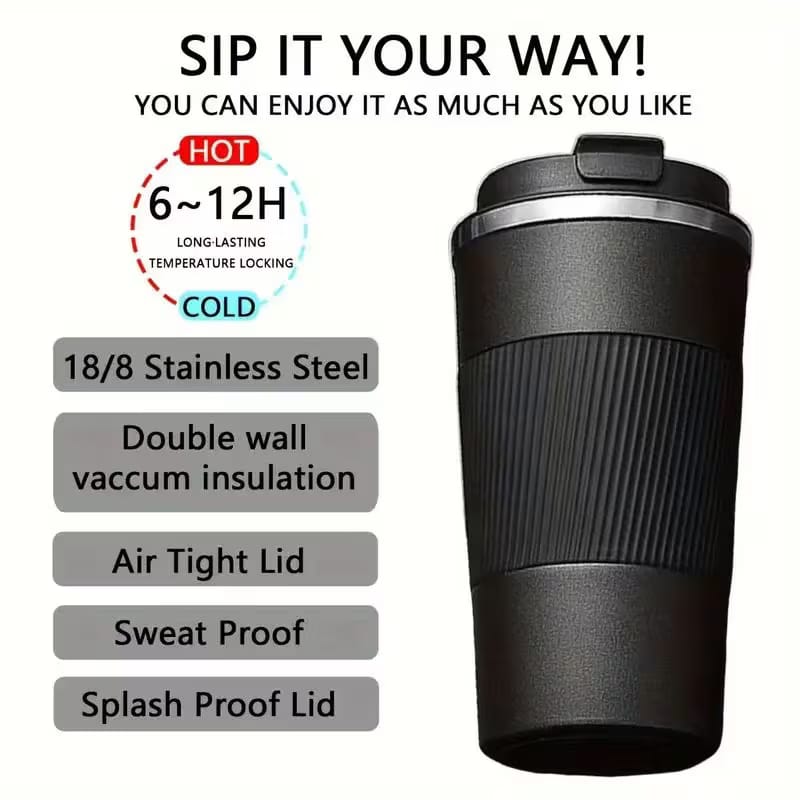 Coffee Tumbler – 510ml Insulated Stainless Steel Coffee Travel Mug | 18/8 Double-Wall Vacuum Tumbler | Airtight Splash-Proof Lid (Multiple Colors)