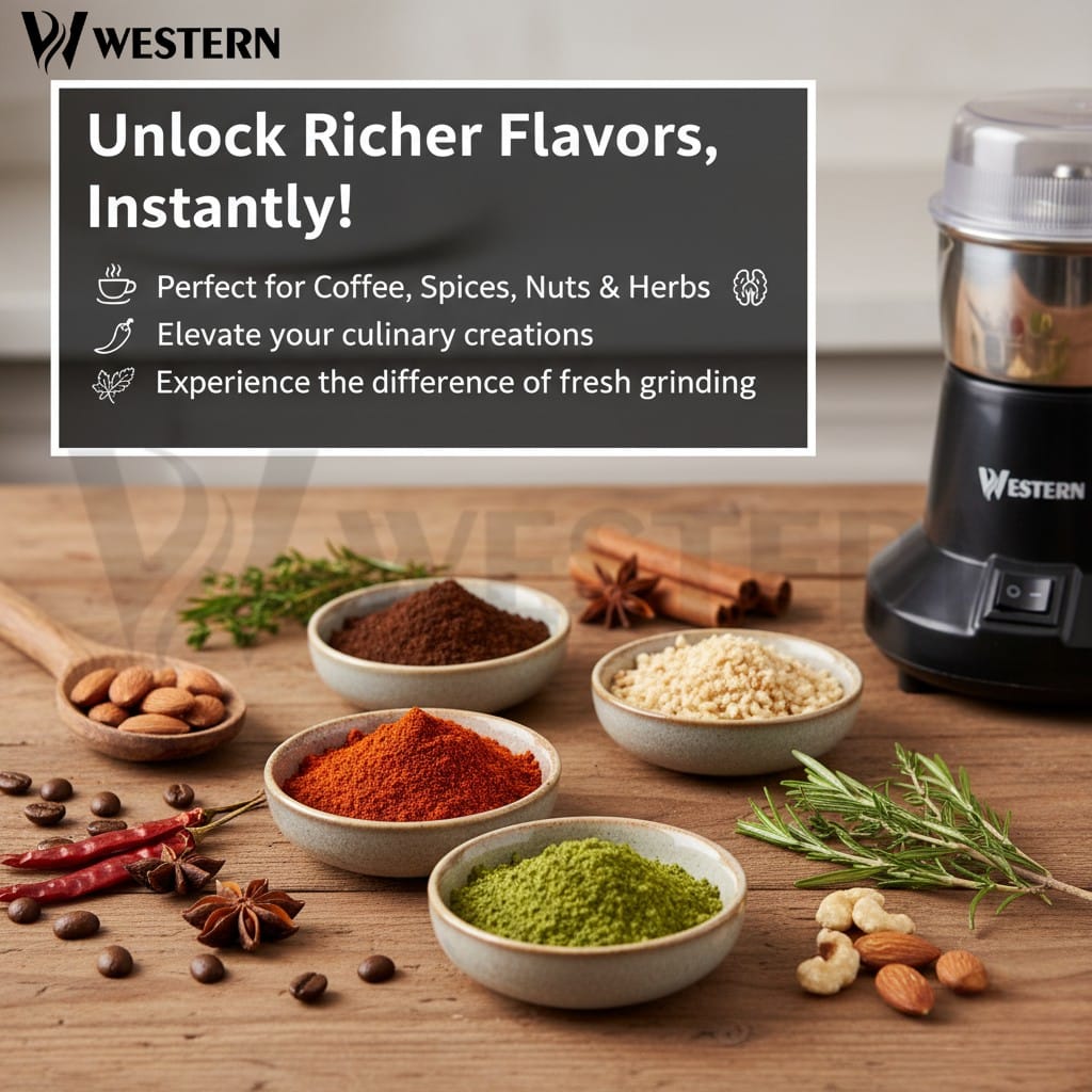 Western W-31 Electric Spice Grinder – 150W Stainless Steel Masala & Coffee Grinder Machine