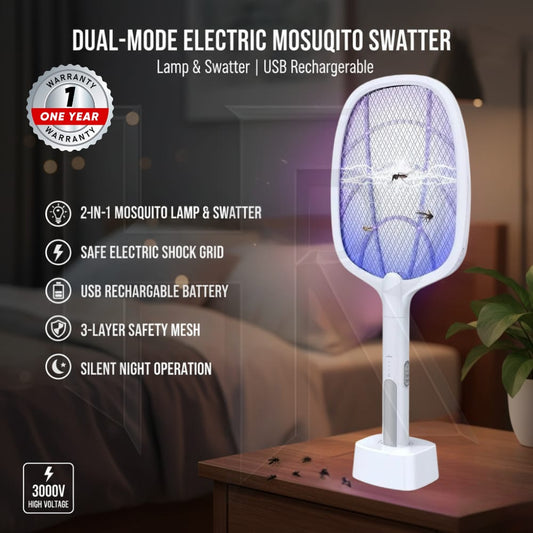 Mosquito Killer Racket – 2-in-1 Electric Mosquito Zapper & Rechargeable Insect Trap