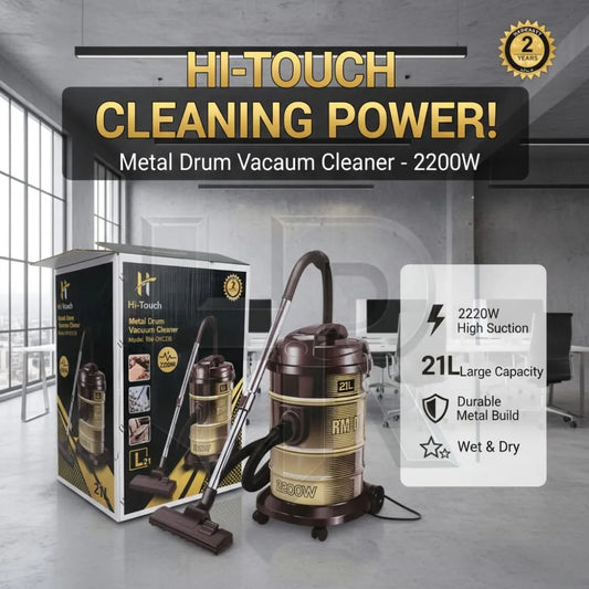 Hi-Touch Drum Vacuum Cleaner – 21L Heavy Duty Vacuum Cleaner | Large Capacity Wet & Dry Vacuum Cleaner