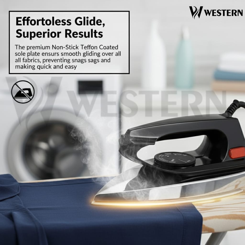 Western Automatic Dry Iron W-1270 – Non-Stick Soleplate | Lightweight & Energy Efficient