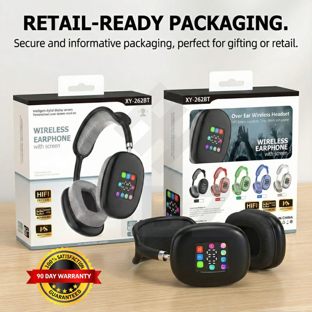 Wireless Headphones XY-262BT – Over-Ear Bluetooth Headset with Smart Touch Screen | HiFi Stereo Sound