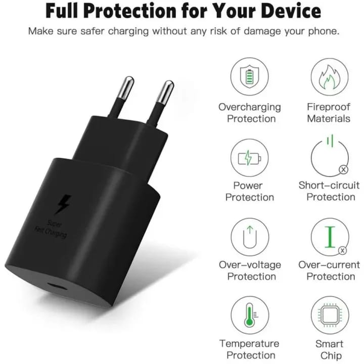 25W Super Fast Charging Adapter – USB Type-C PD Charger with PPS | Original Fast Charger with C to C Cable