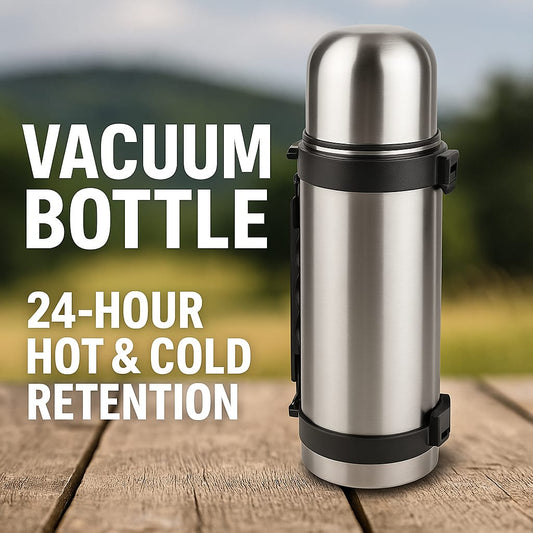 Stainless Steel Thermos Flask – 1200ml Vacuum Insulated Bottle | Leakproof Thermal Water Bottle | Keeps Hot & Cold for 24H