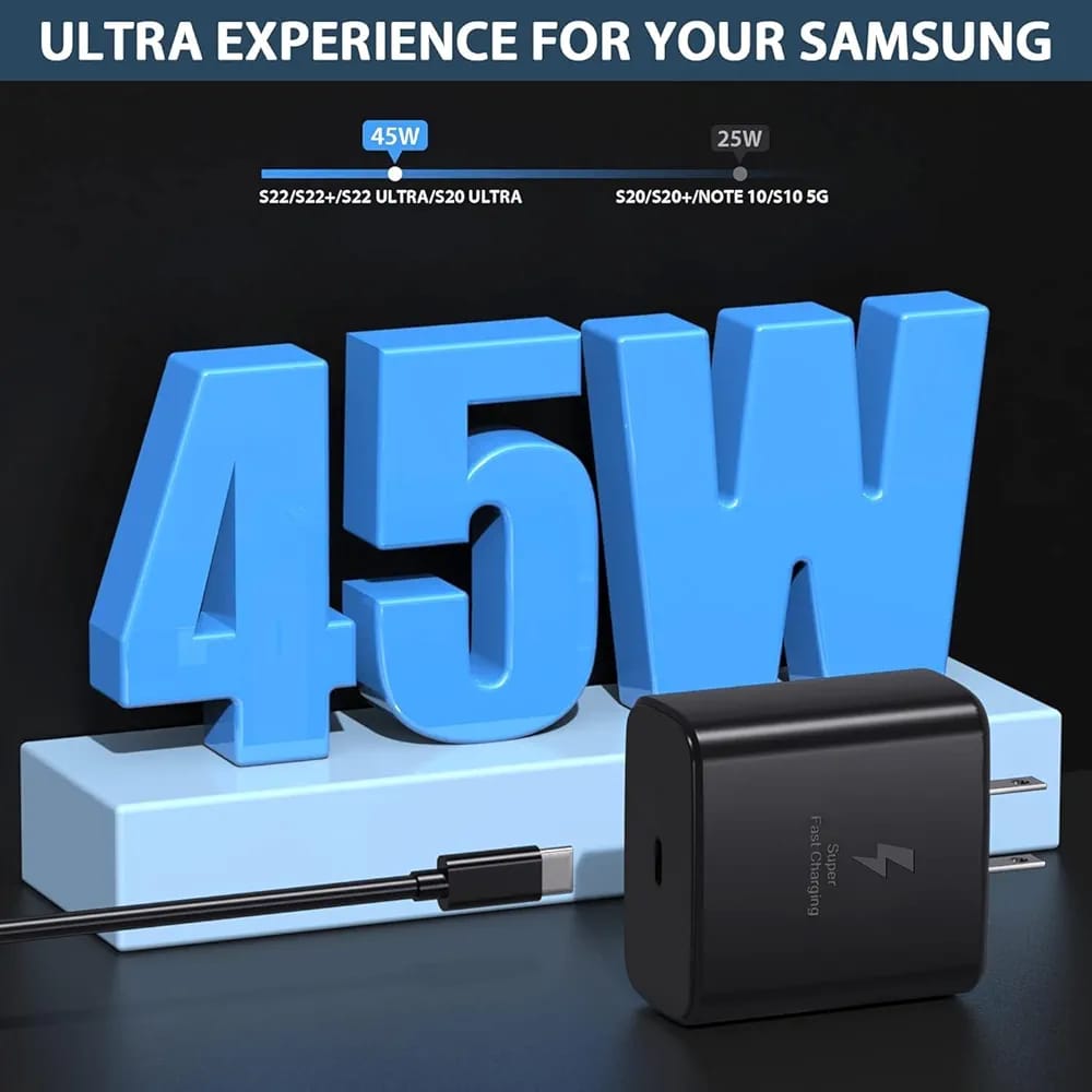 45W Super Fast Charging Adapter – USB Type-C PD Charger with PPS | Original Fast Charger with C to C Cable